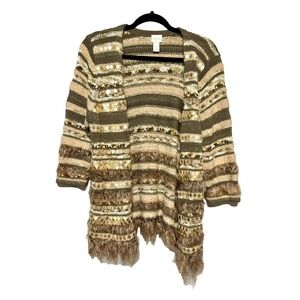 Chico's Eclectic Boho Knit Cardigan Sweater Women L Soft Grunge Fairycore Earthy